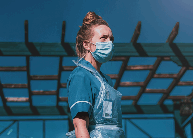 NHS worker wearing mask